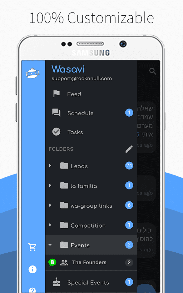 Wasavi - תזמון הודעות WhatsApp